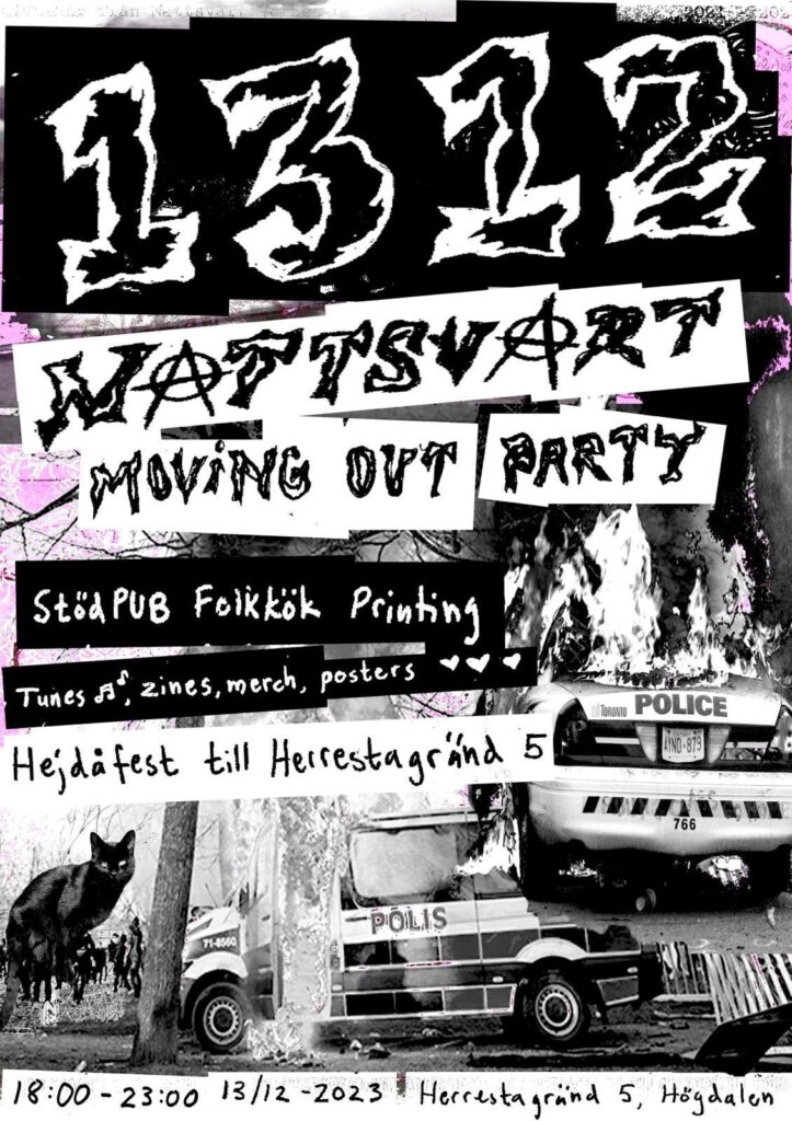 A poster for the 1312 event at Nattsvart Verkstad in stockholm. 